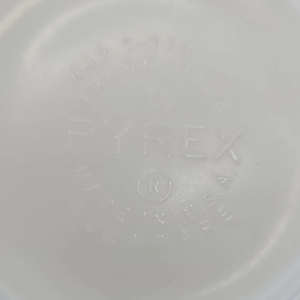 Pyrex White Milk Glass Bowl with Embossed Logo